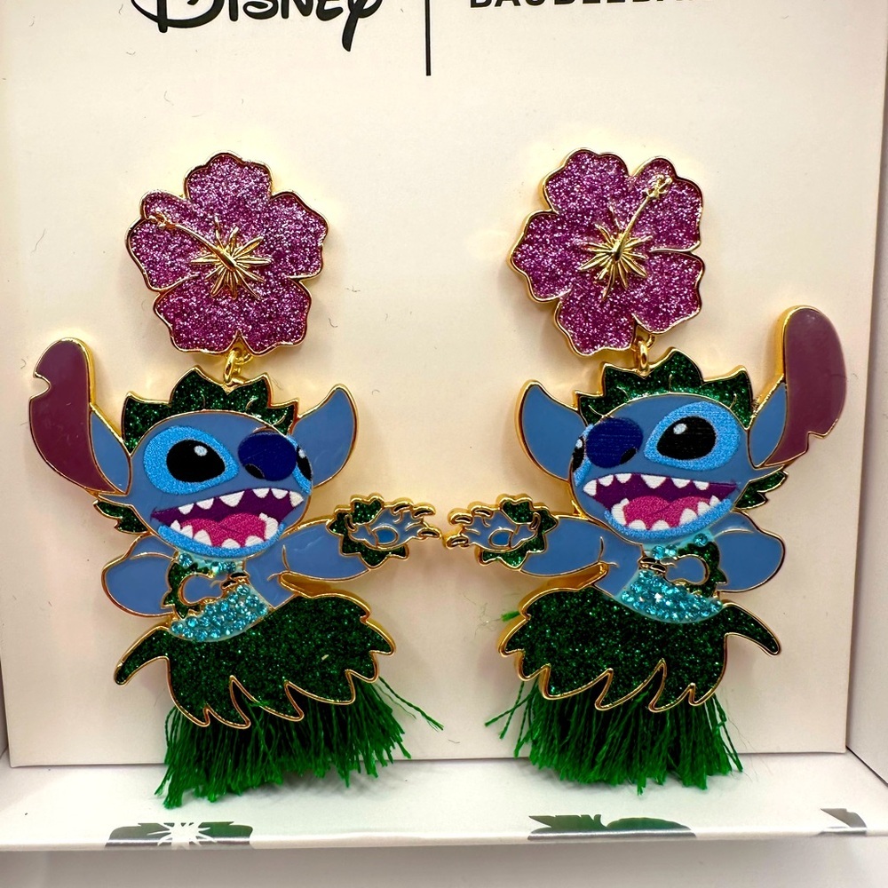 Disney BaubleBar Stitch Hula Earrings NIB